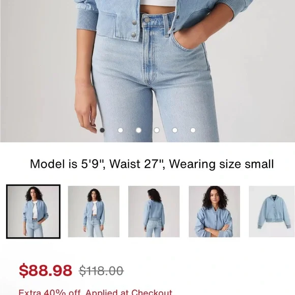 LEVI’S VARSITY Denim Streetwear Bomber Jacket | Size S | Retails $118 | - Picture 2 of 14